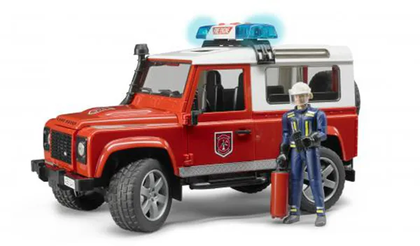 Bruder Land Rover Defender St.Wagon Feuerwehrfahrzeug mit Feuerwehrmann