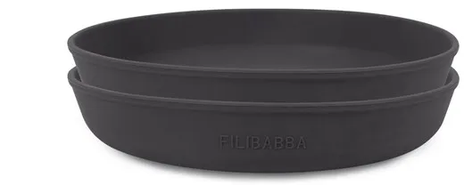 Filibabba Silikon-Teller 2er-Pack - Stein Grau
